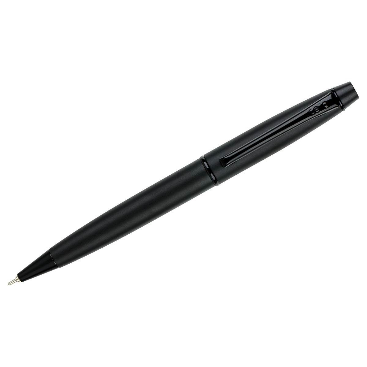 Ручка шариковая Cello Carbonсиняя, 0,7мм, корпус черный матовый, поворотный механизм, футляр