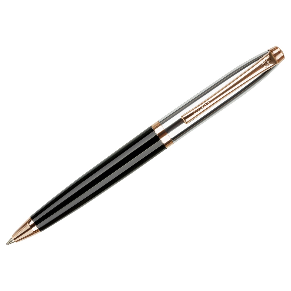 Ручка шариковая Luxor Carnival синяя, 1,0мм, корпус черн/сереб/золото, поворотный механизм, футляр