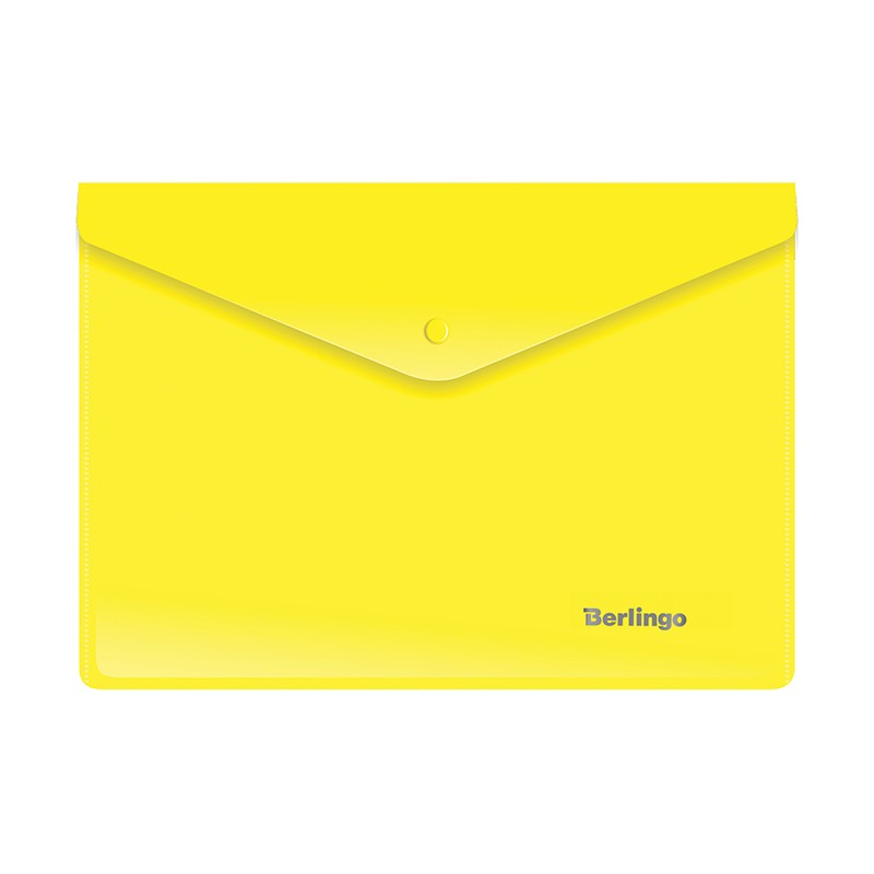 Папка-конверт на кнопке Berlingo, А5+, 180мкм, желтая