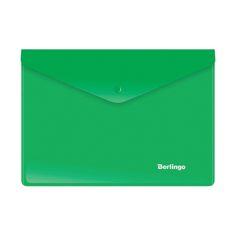 Папка-конверт на кнопке Berlingo, А5+, 180мкм, зеленая