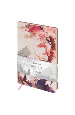 Записная книжка А5 80л. ЛАЙТ, кожзам, Greenwich Line Sakura. Lonely mountain, с резинкой, тиснение фольгой, блок в линию