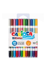 Фломастеры Carioca Bi-Color 24цв. 12шт., двухцветные, смываемые, блистер