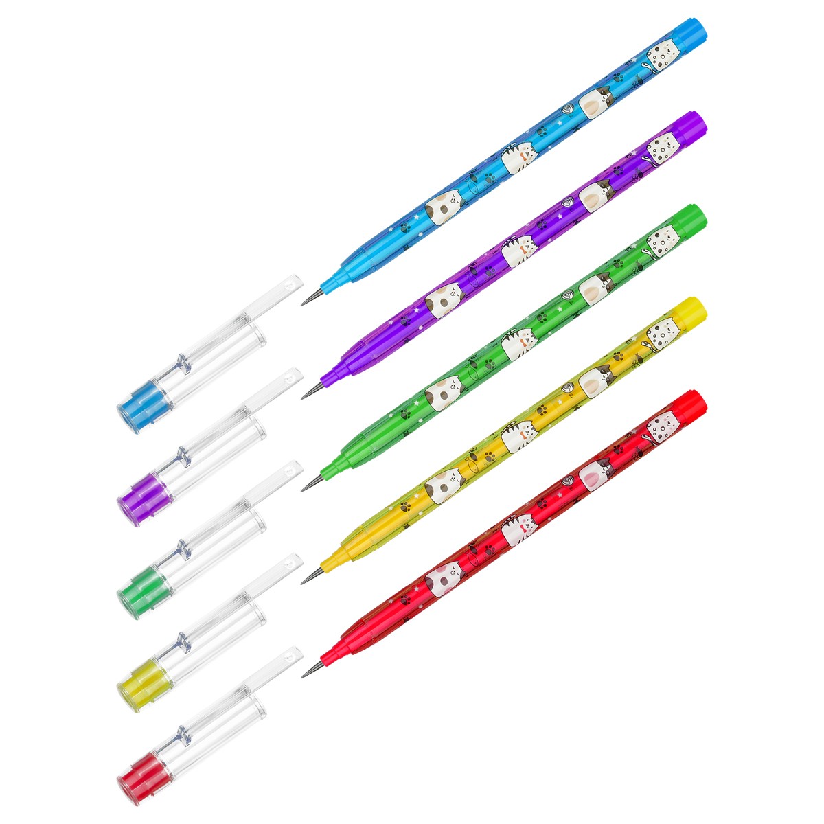 Карандаш сегментный ArtSpace День кота, с ластиком, ассорти
