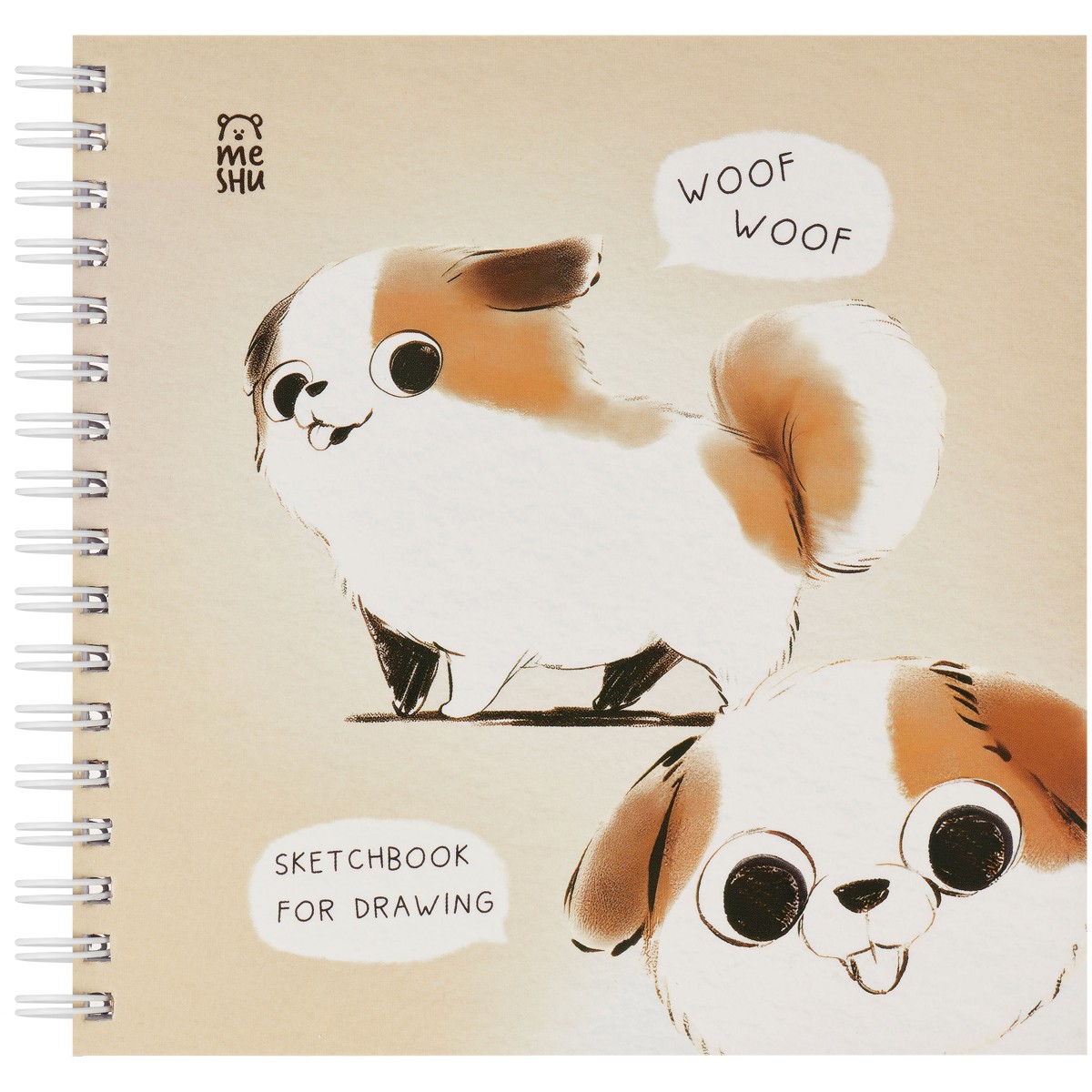 Скетчбук 60л., 150*150 MESHU Cute dog, на гребне, soft-touch, 120г/м2