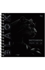 Скетчбук 40л., 170*170 BG Black. Tiger, на гребне, soft tuch, выборочный лак, 120г/м2