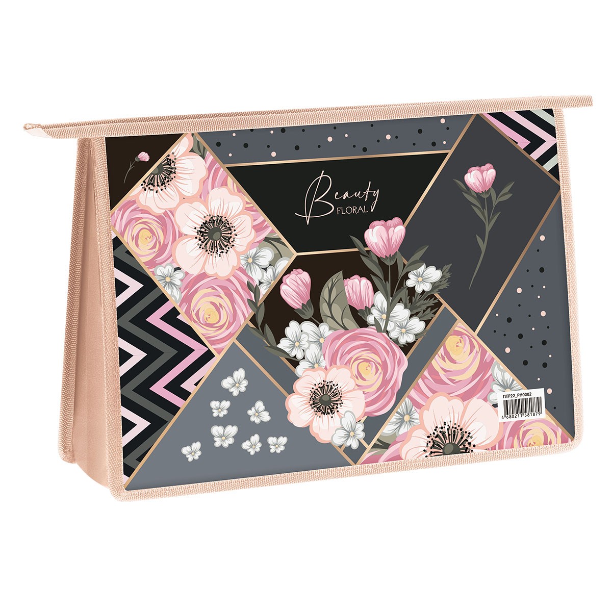 Папка для труда 2 отделения, А4, ArtSpace Beauty Floral, пластик, на молнии