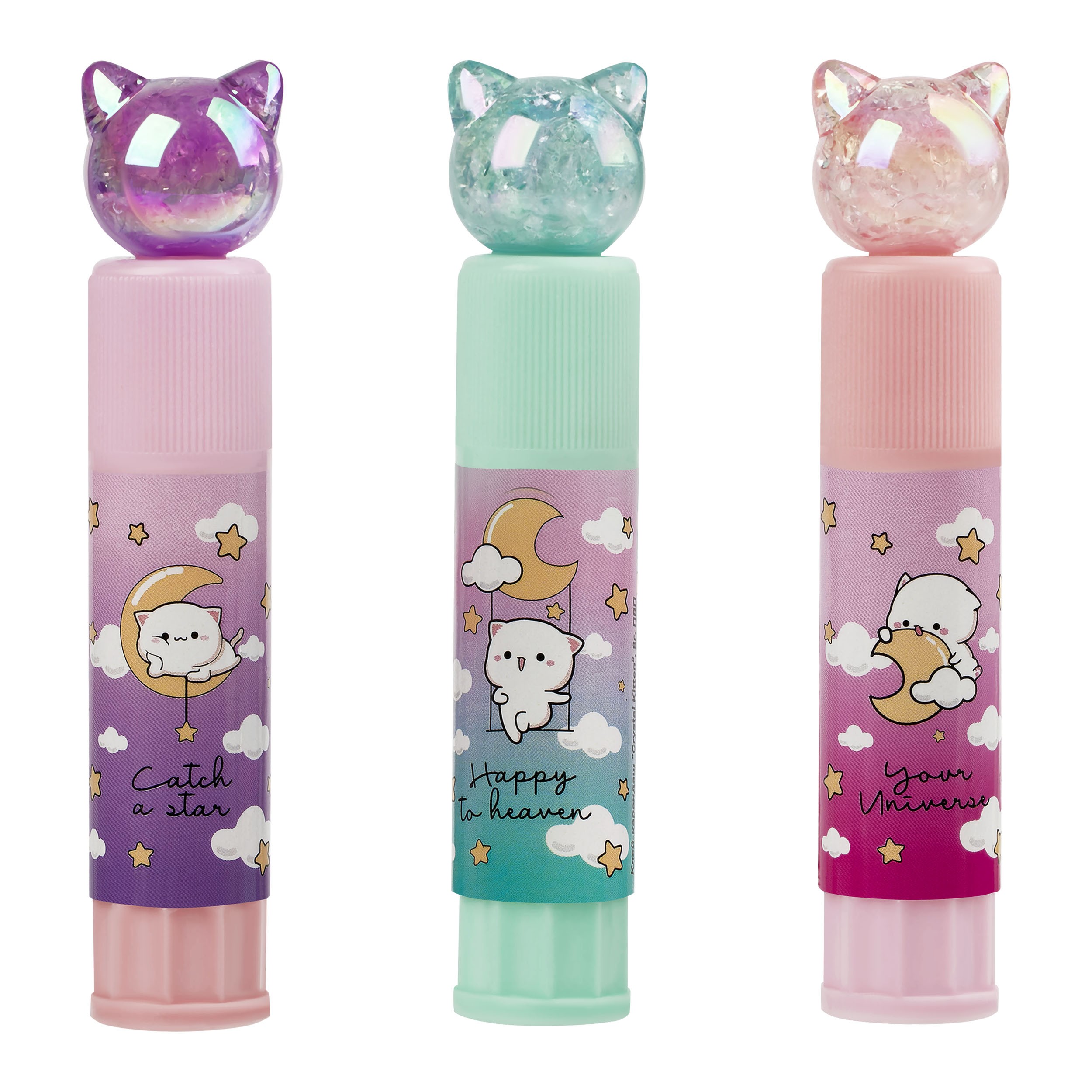 Клей-карандаш MESHU с топпером Crystal Kitten, 8г, дисплей бокс, ПВП, ассорти