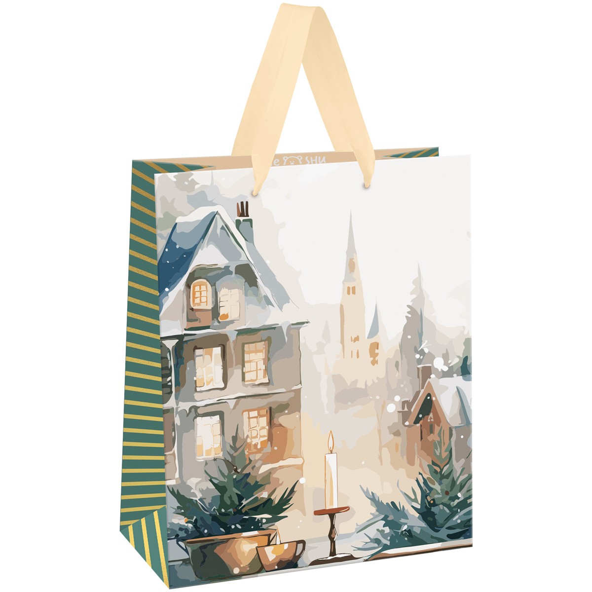 Пакет подарочный 11*14*6,5см MESHU Christmas mood, фольга,   матовая ламинация