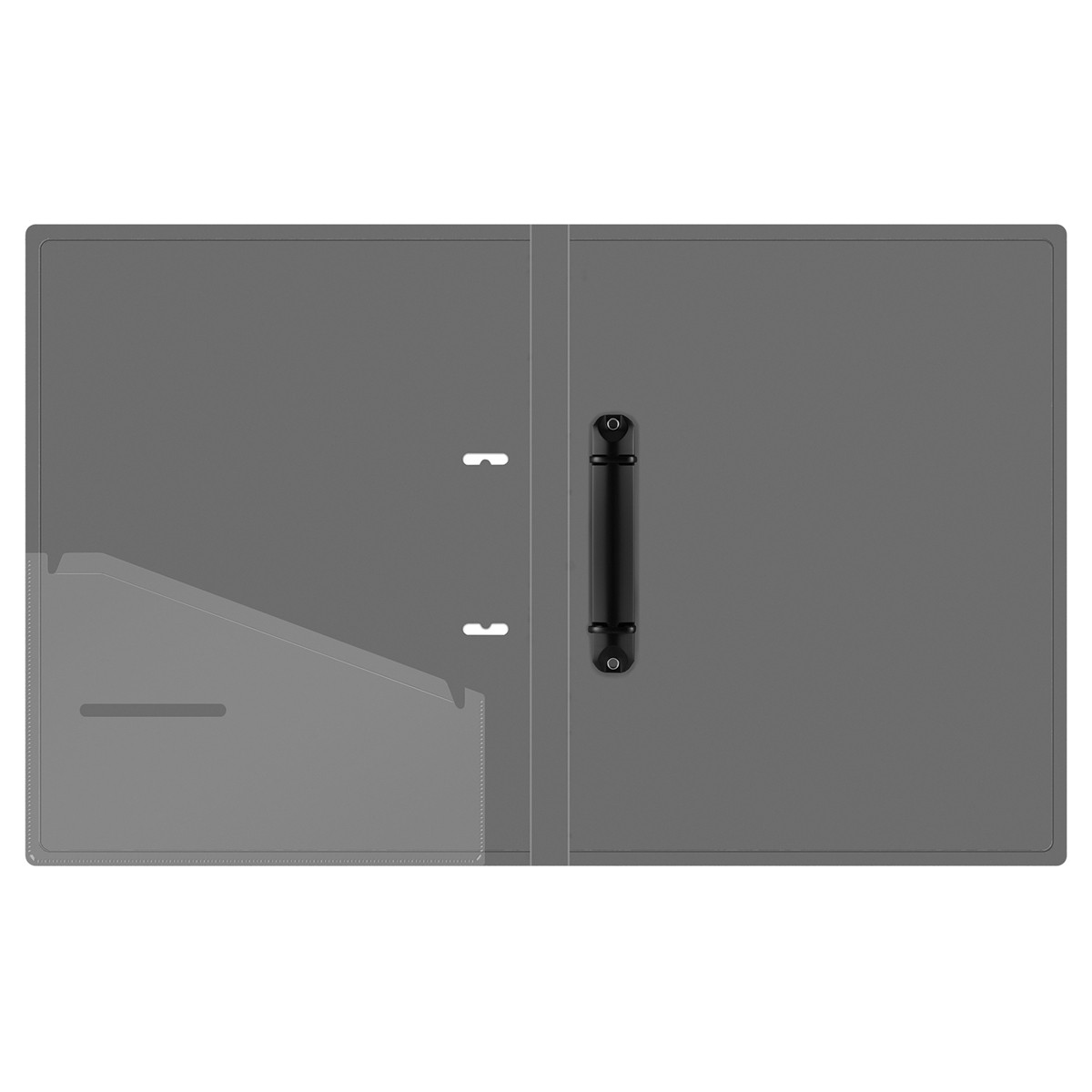 Папка на 2 кольцах Berlingo No Secret, 24мм, 700мкм, полупрозрачная черная, D-кольца, с внутр. карманом