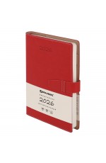 Ежедневник дат 2026г А5 исккожа хлястик красн Journal 117380 Brauberg