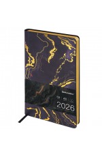 Ежедневник дат 2026 г А5 исккожа интегробл Black marble 117445 Brauberg Ежедневник дат 2026 г А5 исккожа интегробл Black marble 117445 Brauberg
