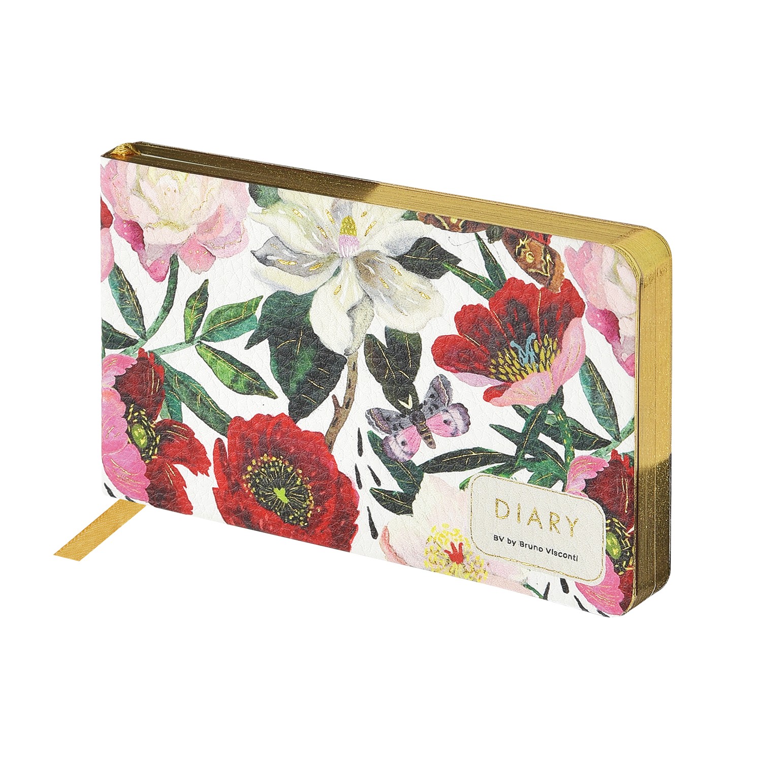 Еженедельник недат А6 исккожа золотсрез Пионы 3-741/10 Bruno Visconti