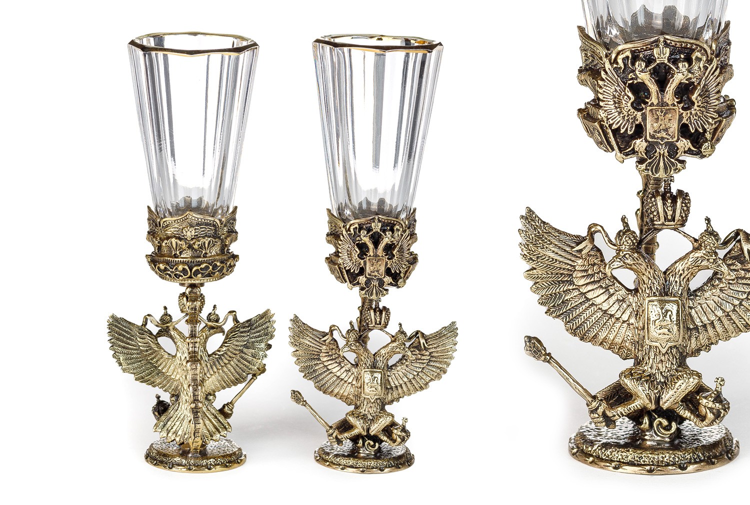 Набор Лафитники Гербовый №2 3 штуп кожа 7041007