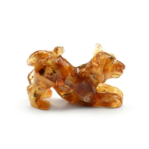 Фигурка из янтаря Тигренок играет коньячн 1670536