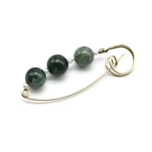 Брошь-булавка от сглаза с агатом моховым ва804500