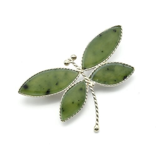 Брошь нефрит Стрекоза кк831101