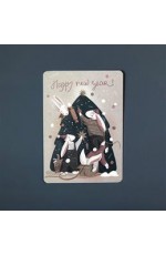 Открытка НГ Зайчики украшают ёлку