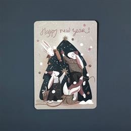 Открытка НГ Зайчики украшают ёлку