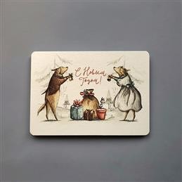 Открытка НГ Собачки с колокольчиками