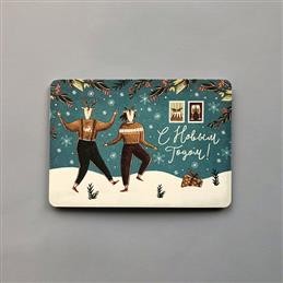 Открытка НГ Танцующие олени