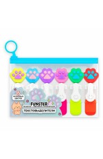 Набор маркеров текст 6цв 1-4мм неон с топпером Лапки 152645 Funster