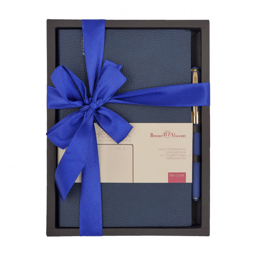 Набор подарочный Ежедневник А5 кожа темно-синий + ручка TREND 3-516/08-2 Bruno Visconti