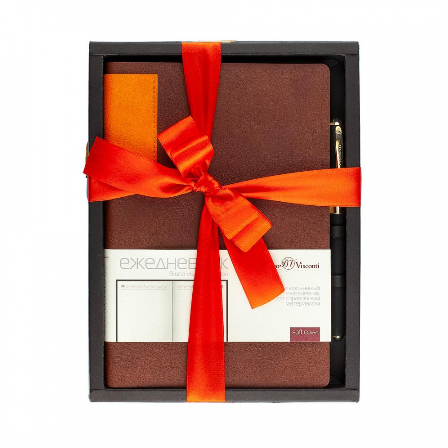 Набор подарочный Ежедневник А5 кожа коричневый + ручка London 3-546/03-2 Bruno Visco