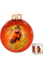 Шар СГ2026 стекло 100мм Конь златогривый 1 в упаковке КУ-100-254013/1