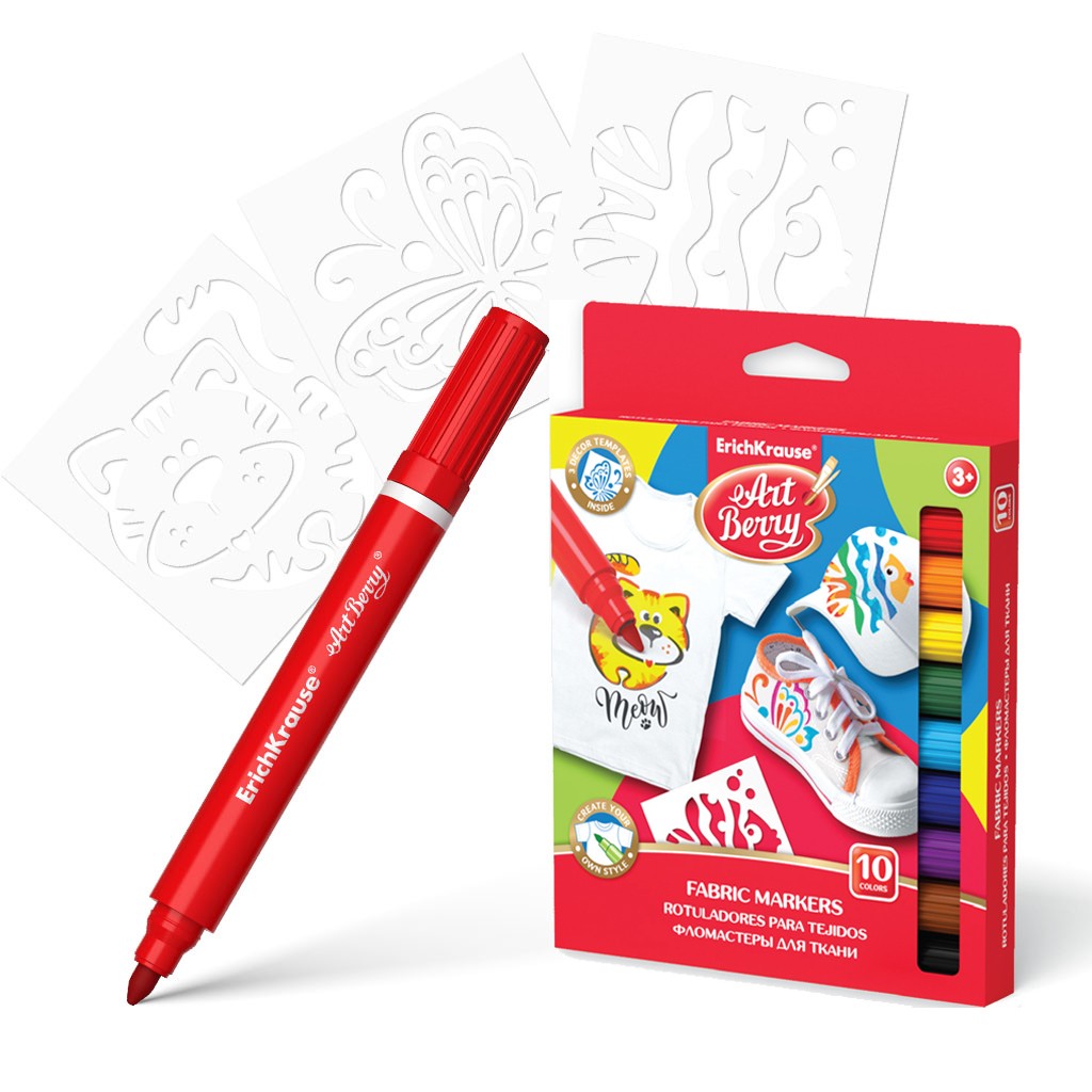 Набор фломастеров по ткани 10цв+3траф 34937 Erich Krause