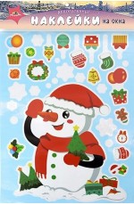 Наклейки на окна 30х40см Снеговик С3810-01 Апплика