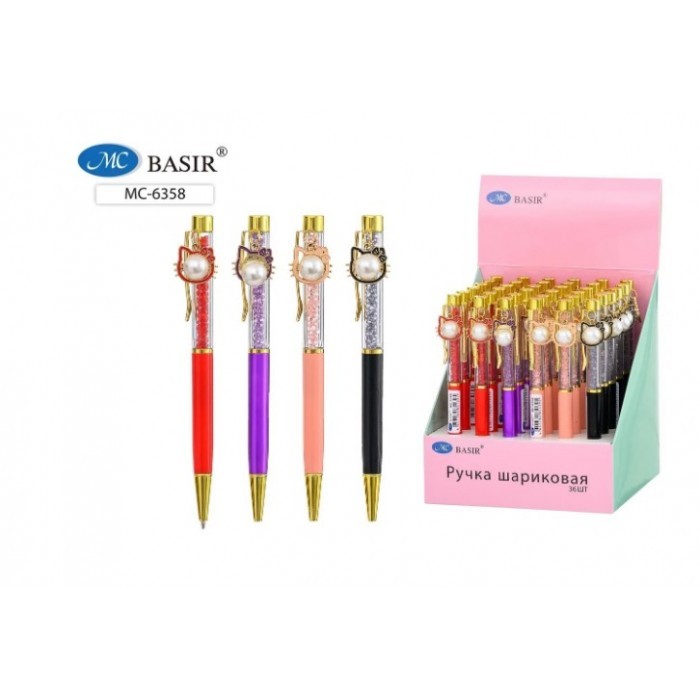 Ручка шар поворотмех с кристаллом+подвеска Котёнок 6358 Basir
