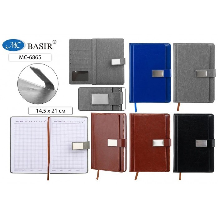 Ежедневник недат А5 исккожа отдд/визит клапан на магнассорт 6865 Basir