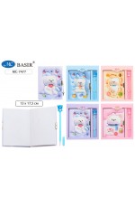 Записная книжка А5 твобл на замочке+ручка подарупак Мишки 7477 Basir