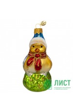Елочная игрушка стекло Зимняя птичка h-11,5см в упаковке ФУ-760