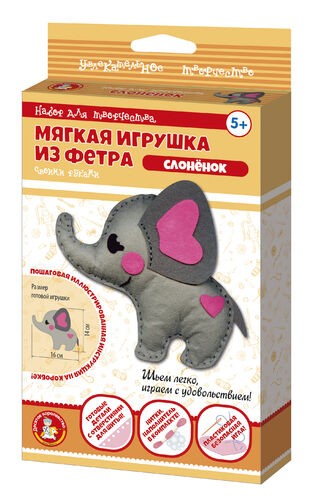 Набор д/творч Шьем мяг игр из фетра Слоник 04283 Дескор-во