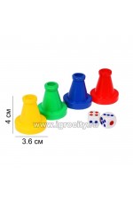 Набор для игры в кости 4 фишки + 2 кубика 2996884