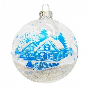 Шар стекло 85мм Зимний новый 1 в упак КУ-85-51/23/1