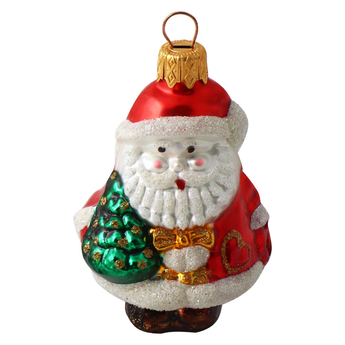 Елочигруш стекло Дед Мороз с елочкой h-9см в упак ФУ-512