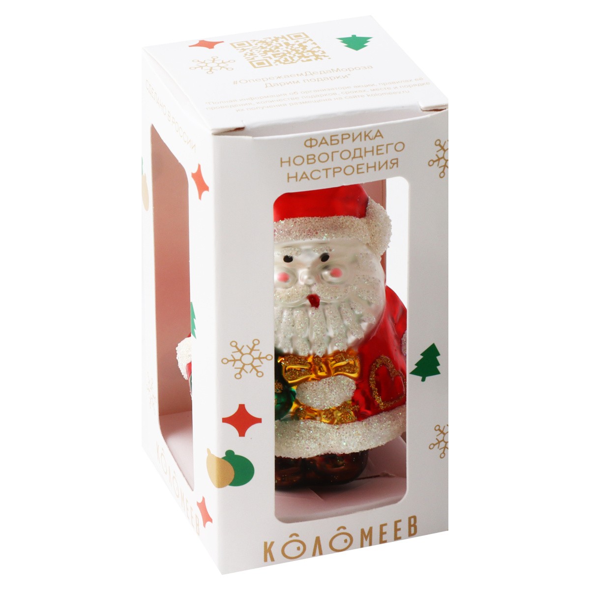 Елочигруш стекло Дед Мороз с елочкой h-9см в упак ФУ-512