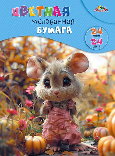 Бумага цв А4 24л 24цв меловМилый мышонок 1233-15 Апплика
