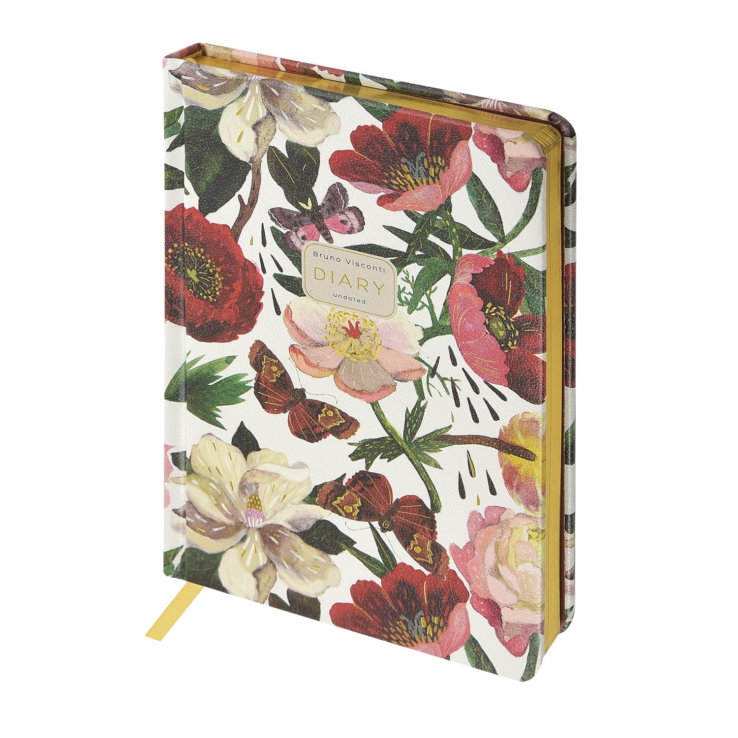 Ежедневник недат А5 исккожа золсрез Пионы 3-744/08 Bruno Visconti