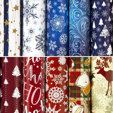 Бумага упак 70*100см ассорт новогодняя Red&Blue 591909 Золотая сказка