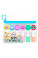 Набор маркеров текст 6цв 1-4мм пастел с топпером Лапки 152650 Funster