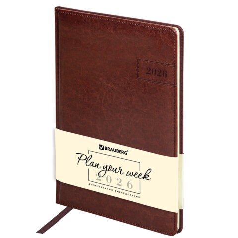 Еженедельник дат 2026 г А4 исккожа твобл коричн Imperial 117156 Brauberg Еженедельник дат 2026 г А4 исккожа твобл коричн Imperial 117156 Brauberg