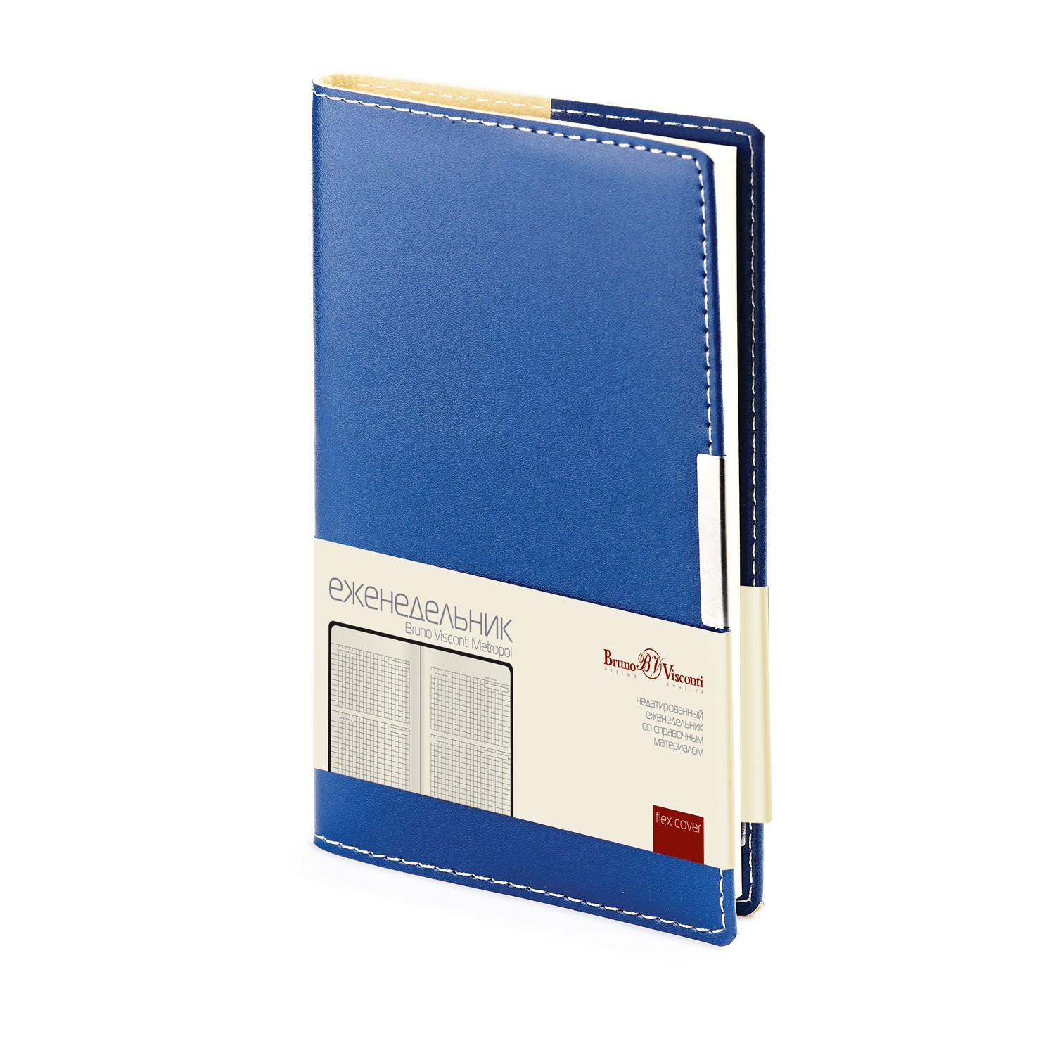 Ежедневник недат А6 исккожа син 3-492/01 Bruno Visconti