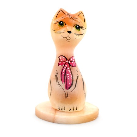 Скульптура из селенита Кошка Мурка 45х30х78мм СИ1012