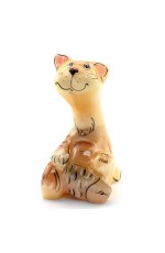 Скульптура из селенита Кот с рыбой СИ1047