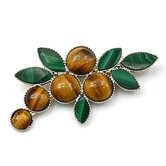 Брошь из змеевика и бычий глаз Калина кк117031