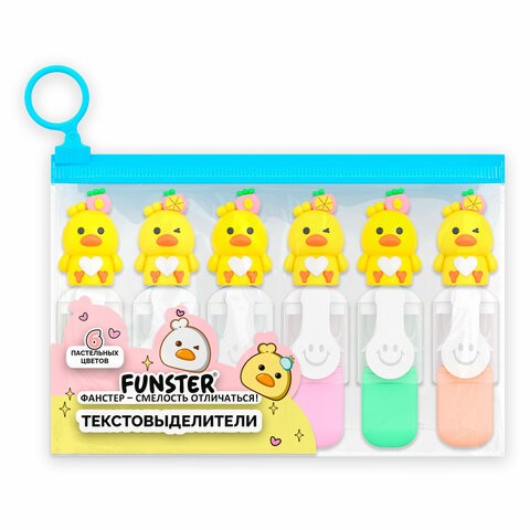 Набор маркеров текст 6цв 1-4мм пастел с топпером Нежные цыплята 152653 Funste