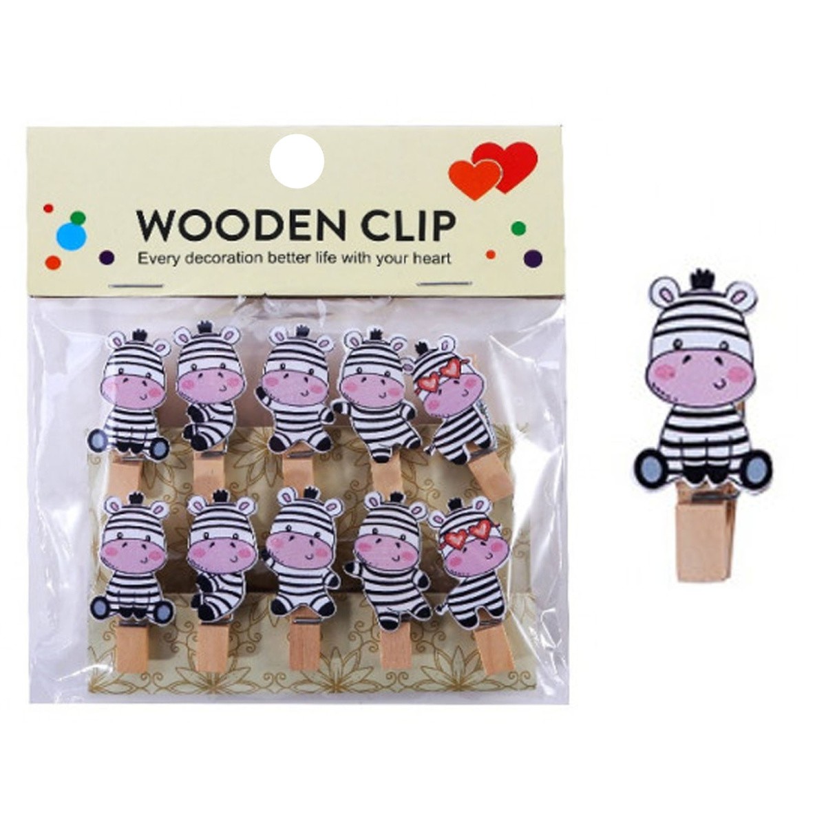 Прищепки декор дер ZEBRAS 10шт М-6941 MAZARI